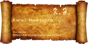 Karai Henrietta névjegykártya